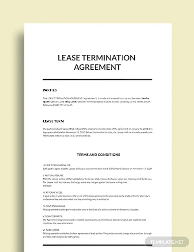 lease termination agreement template