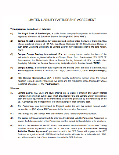 limited liability partnership agreement