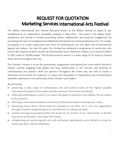 marketing international arts festival quotation
