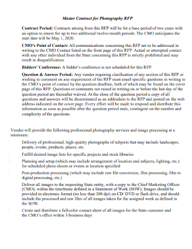 master contract for photography proposal