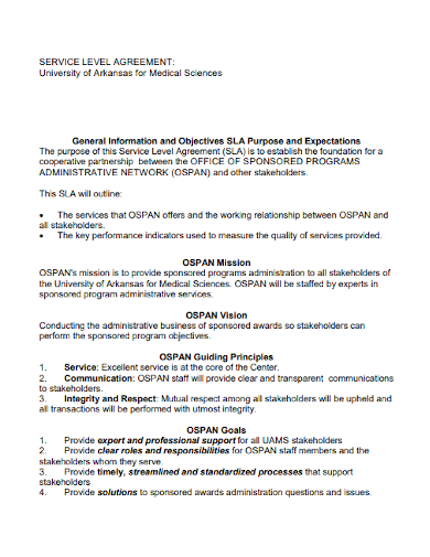 medical science university service level agreement