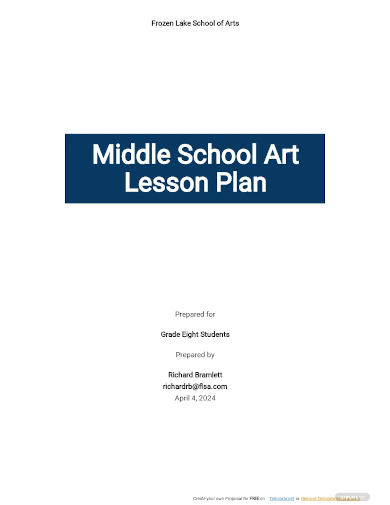 middle school art lesson plan template