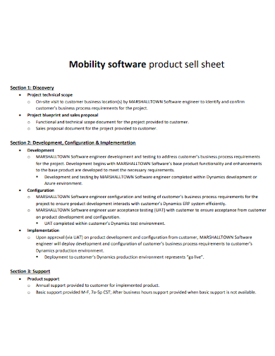 mobility software product sell sheet