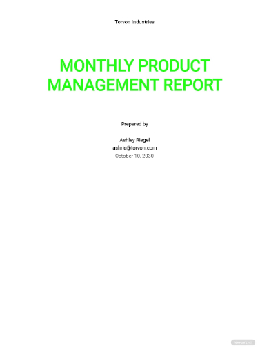 monthly product management report