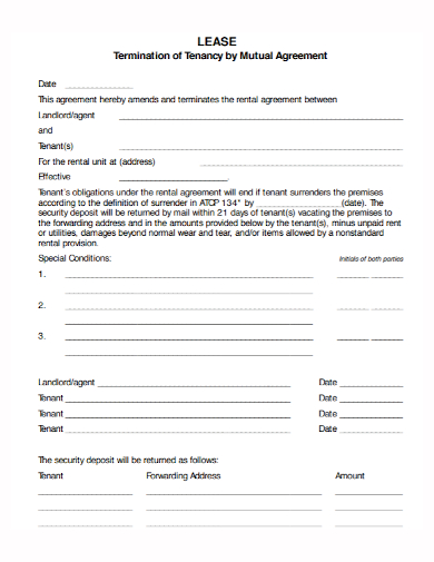 mutual lease tenancy termination agreement