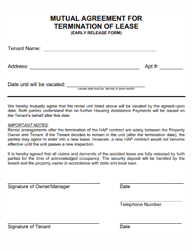 mutual lease termination agreement form