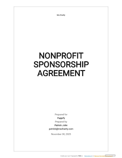nonprofit sponsorship agreement template