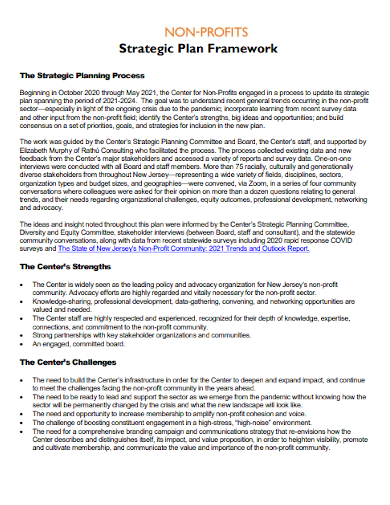 nonprofit strategic plan framework