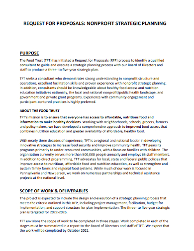 nonprofit strategic plan request for proposal