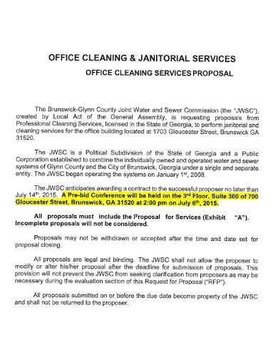 office cleaning janitorial service proposal