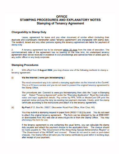 office stamping tenancy agreement