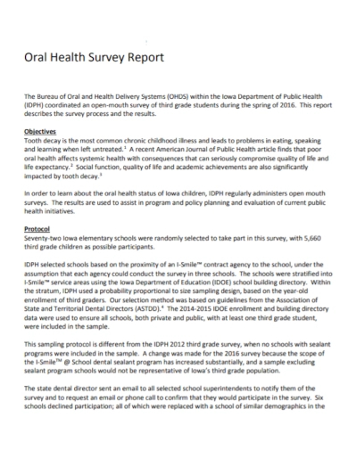 oral health survey report