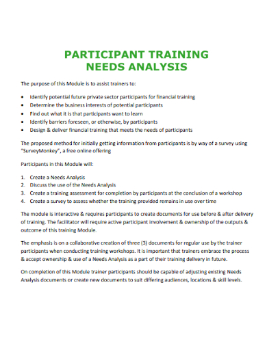 participant training needs analysis