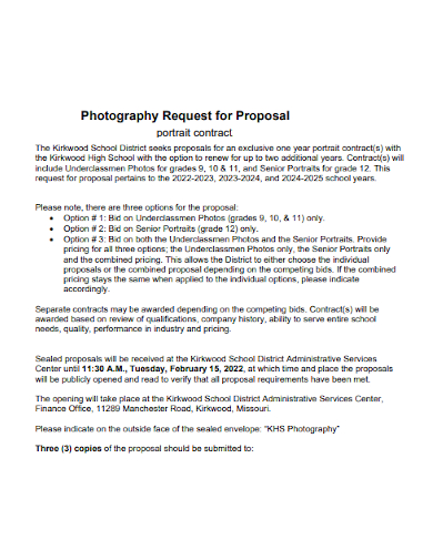 photography portrait contract proposal