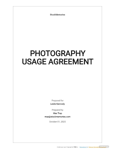 photography usage agreement template