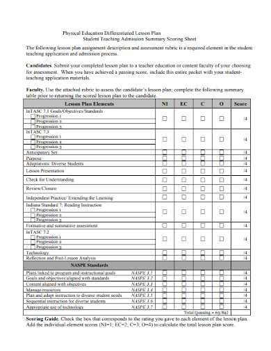 physical education differentiated lesson plan