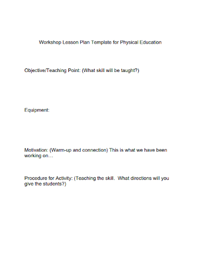 physical education workshop lesson plan