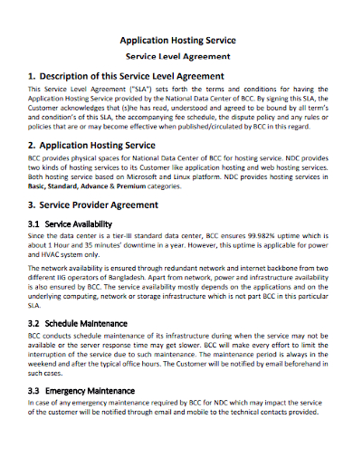 printable application hosting service agreement