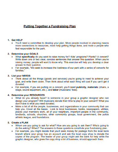 printable fundraising plan