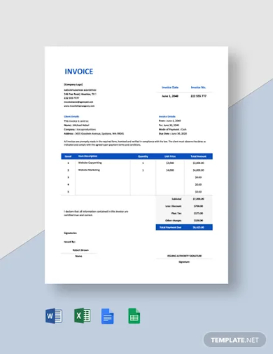 professional advertising agency invoice template