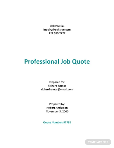 professional job quotation template
