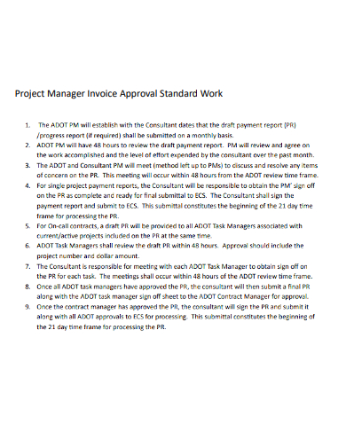 project manager invoice approval standard work