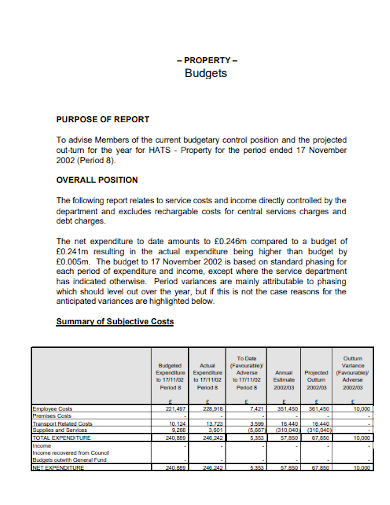 property budget report