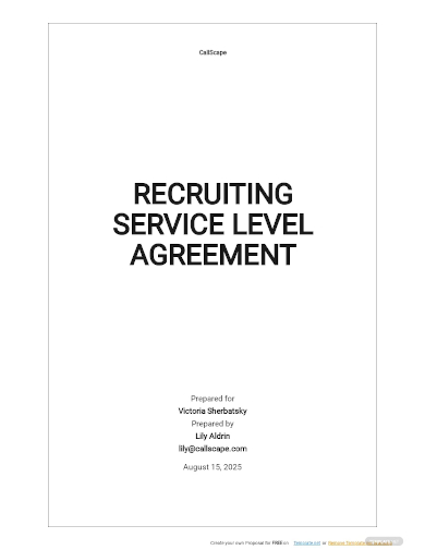 recruiting service level agreement template