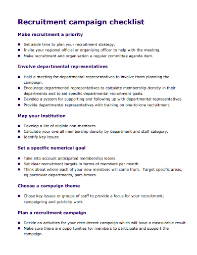 recruitment campaign checklist