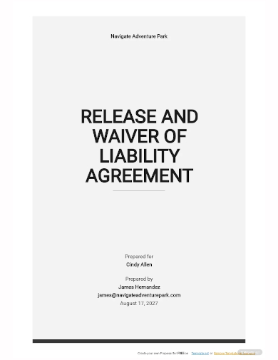release and waiver of liability agreement template