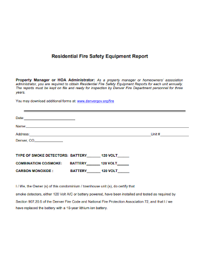 residential fire safety equipment report