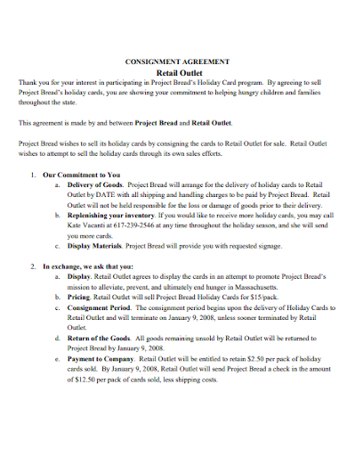retail outlet consignment agreement