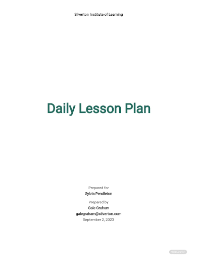 sample daily lesson plan template