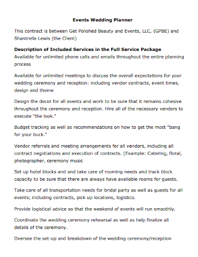 sample event planning contract