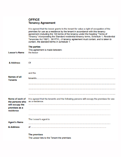 sample office tenancy agreement