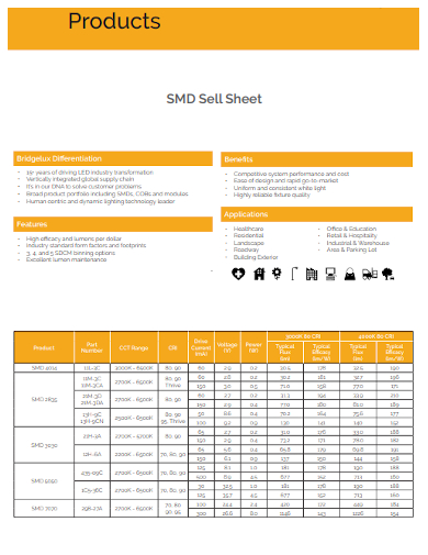 sample product sell sheet