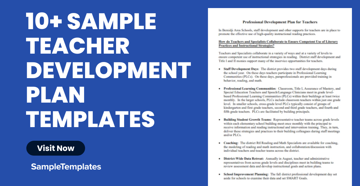 sample teacher development plan templates