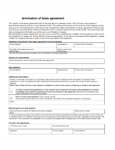 sample tenant termination of lease agreement