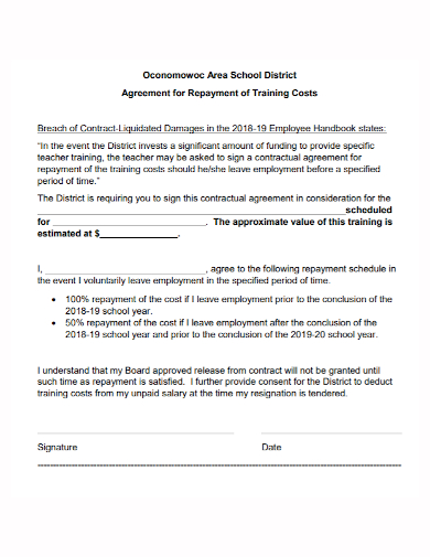 FREE 10  Training Repayment Agreement Samples in MS Word Google Docs