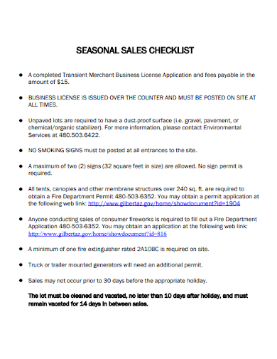 seasonal sales checklist