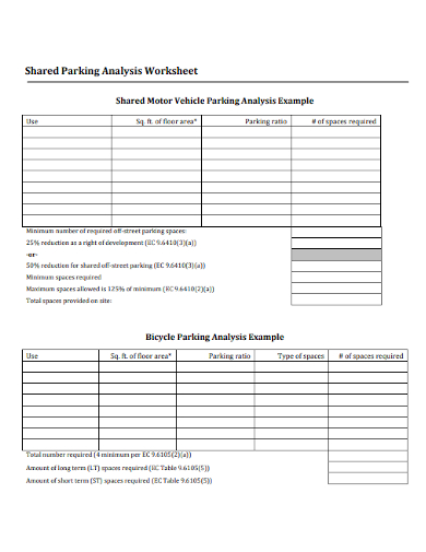 shared parking analysis worksheet