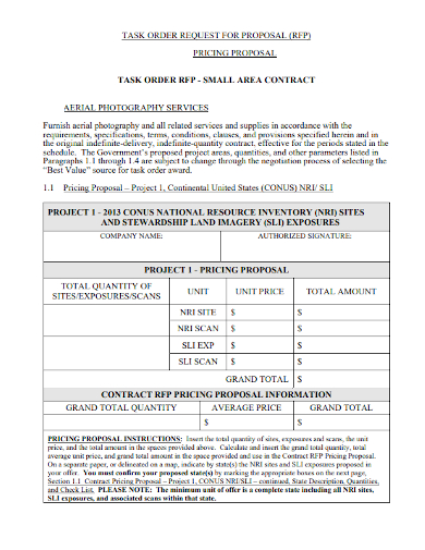 small area photography contract proposal