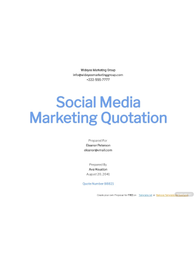 social media marketing quotation template