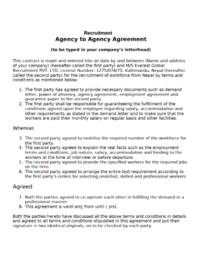 standard recruitment agency agreement