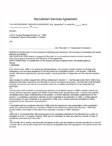 standard recruitment services agreement