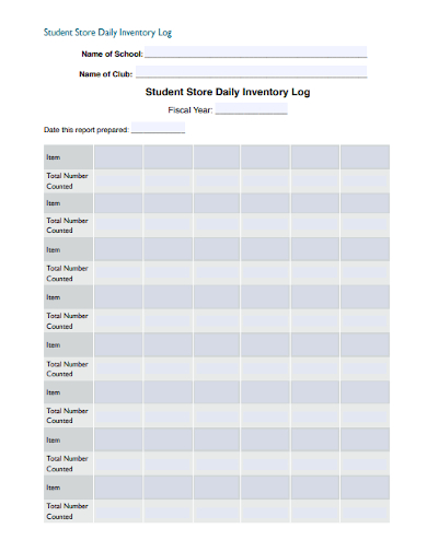 student store daily inventory log