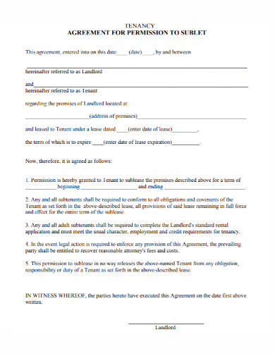 sublet permission tenancy agreement