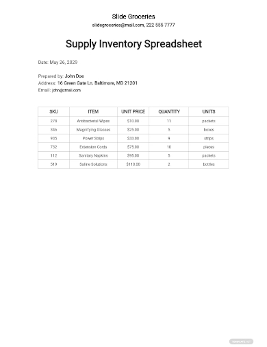 supply inventory spreadsheet template