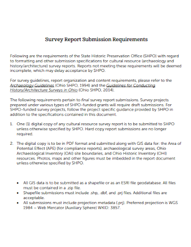 survey report submission requirements