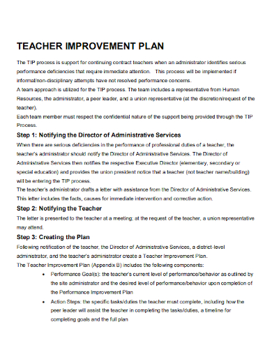teacher improvement administrative services plan